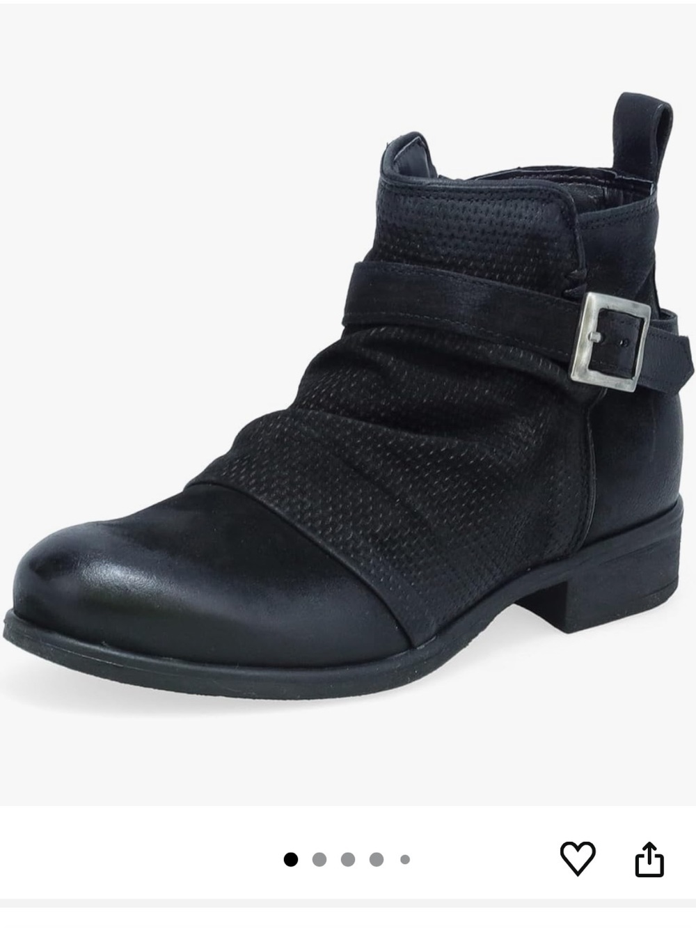 Miz Mooz Suzy Black Leather Buckle Ankle Boots Size 39